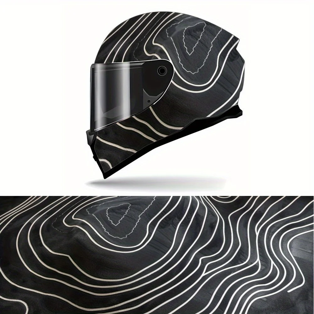 

Mysterious White Geometric Ripple Full Helmet Wrap Sticker Motorcycle Helmet Racing Graphic Decal Vinyl Wrap Helmet Decor Sticke