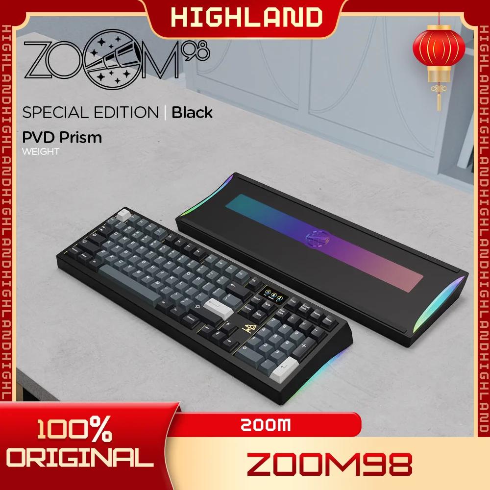 

Игровая механическая клавиатура в наличии Zoom98 Meletrix, RGB пользовательский 3 режима, Беспроводная Bluetooth клавиатура с горячей заменой CNC, прокладка, геймерская клавиатура