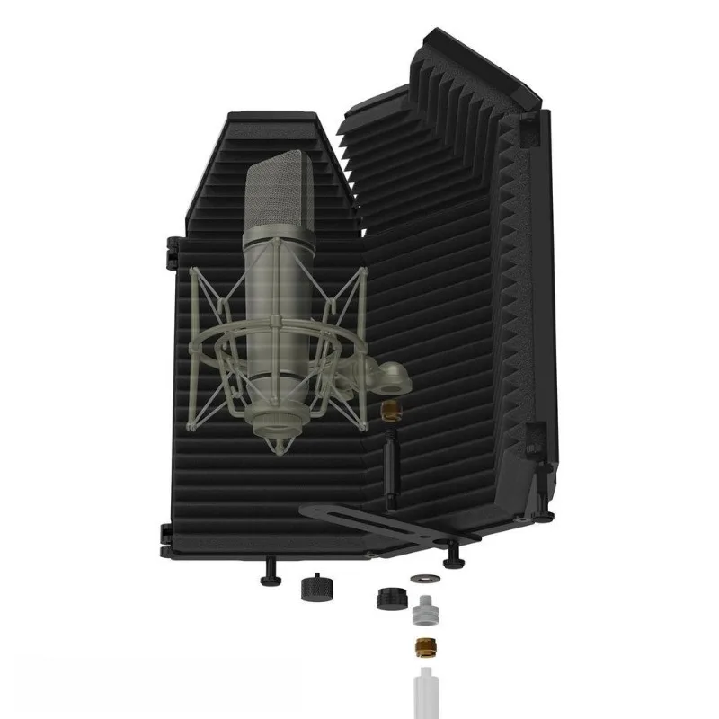 3‑Door Microphone Isolation Shield Vocal Sound Filter Wind‑Screen Noise Reduction Reflection Panel