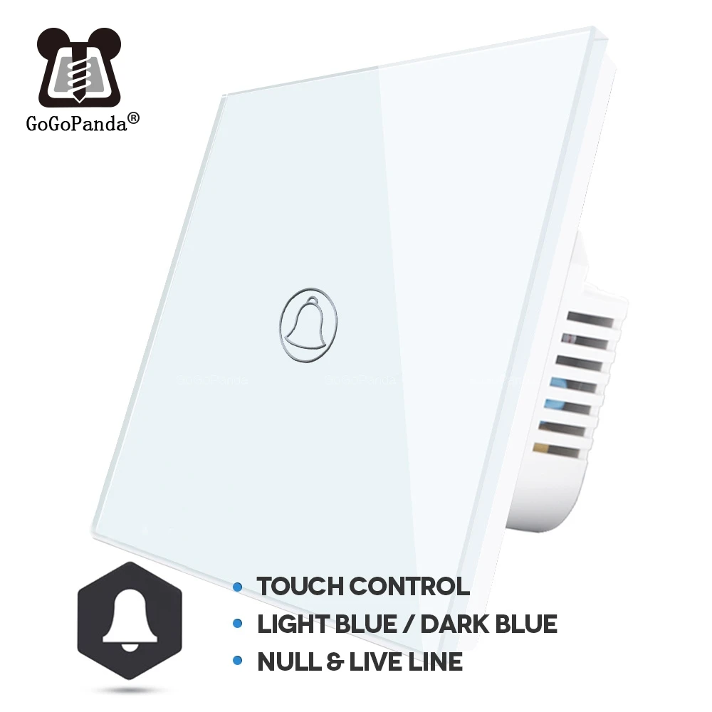 

EU Standard Doorbell Touch Switch 1 Gang Wall Ring Controller Automation Waterproof Switch 220V 4 Colors