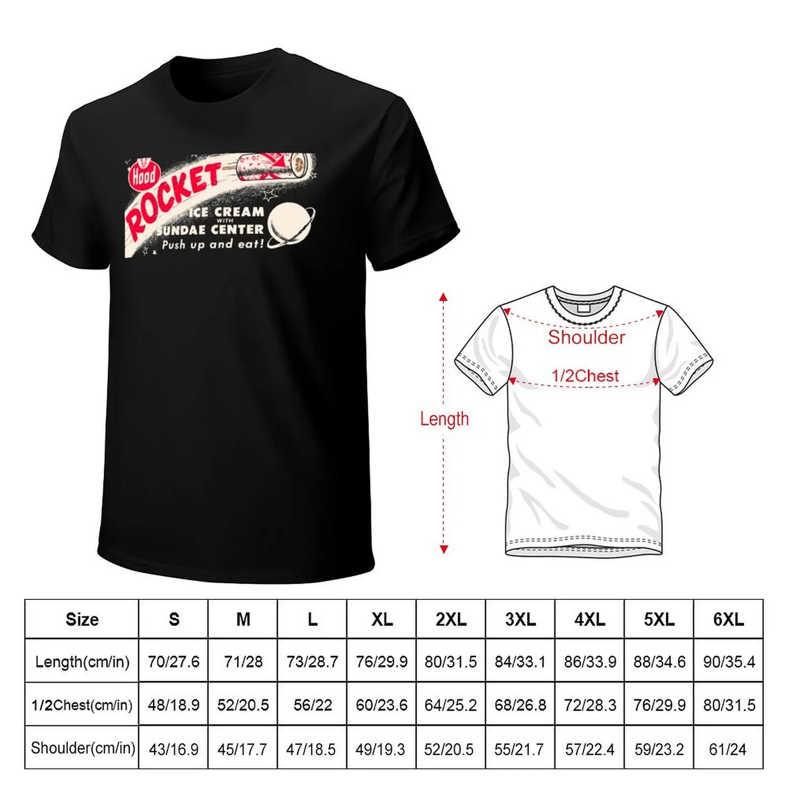 ROCKET ICE CREAM with SUNDAE CENTER! WRAPPER T-Shirt Basic Casual Short Sleeve Cotton Shirt