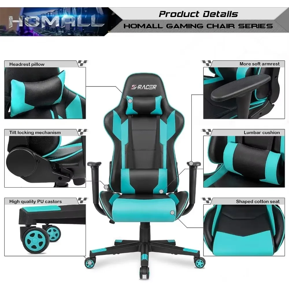 Office Chair High Back Computer Chair Leather Desk Chair Racing Executive Ergonomic Adjustable Swivel