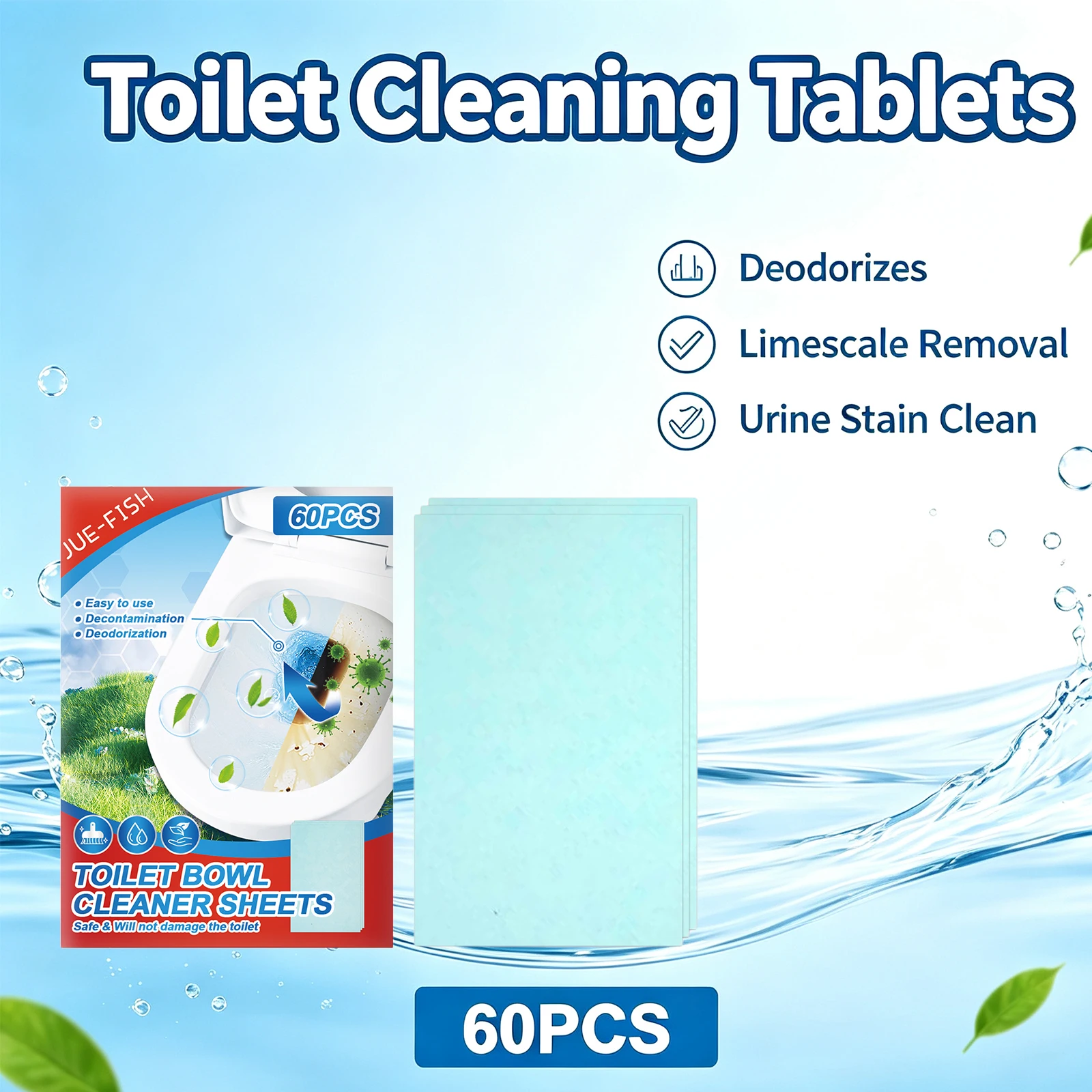 Toilet Bowl Cleaner Sheets Dissolvable Toilet Cleaning Paper Decontamination Deodorization Household Bathroom Cleaning Supplies