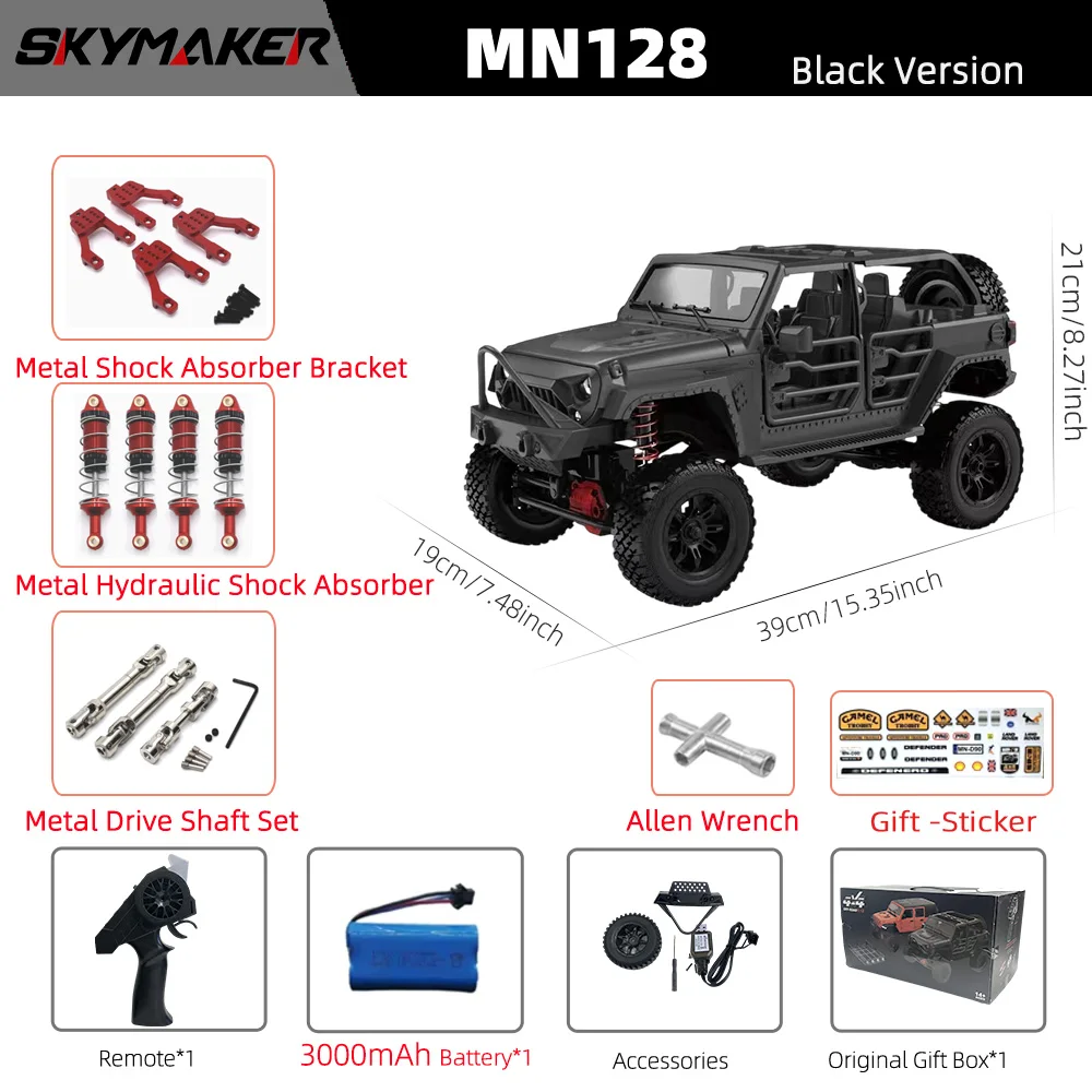 MN128 1/12 RC Car 4WD Jeep Model 2.4G Remote Control LED Light 4X4 Off Road 4WD Climbing RC Truck Electric Toy Car Gift for Boy image 3