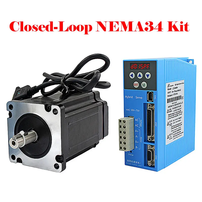 

2phase NEMA34 stepper motor driver kit cnc closed loop servo 3-12NM with encoder LCDA808H+86mm motor with 3m cable