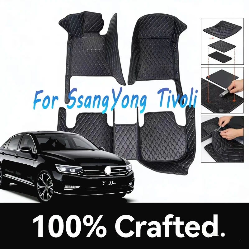 Tapetes de carro para SsangYong Tivoli XLV Air Grand LUVi 2015~2022, tapetes protetores de couro