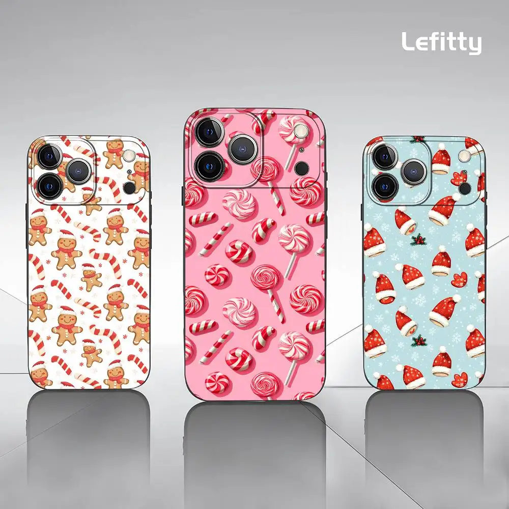 

1PC Christmas Candy Phone Case For iPhone 16 15 14 13 Pro Max Plus Mini Frosted Soft Shell Funda Shockproof Cases