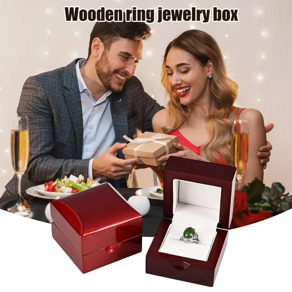 

Velvet-lined Jewelry Box Elegant Wooden Jewelry Box with Led Light Velvet Lining Compact Portable for Earrings for Jewelry