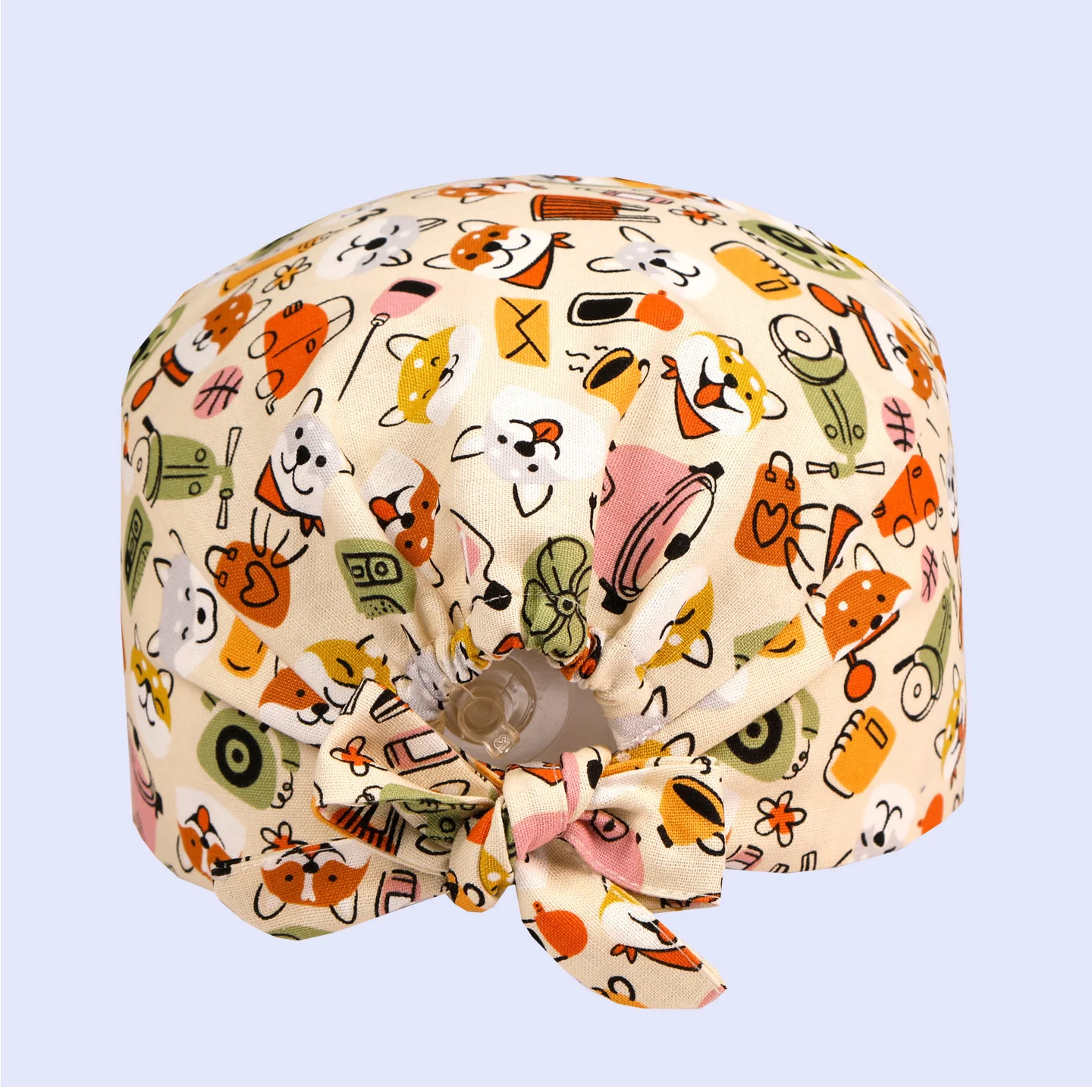 Cartton Dog Women' Printed Caps Home or Worker Scrubs Hat Breathable Adjustable Dental Hospital Working Hats M1189