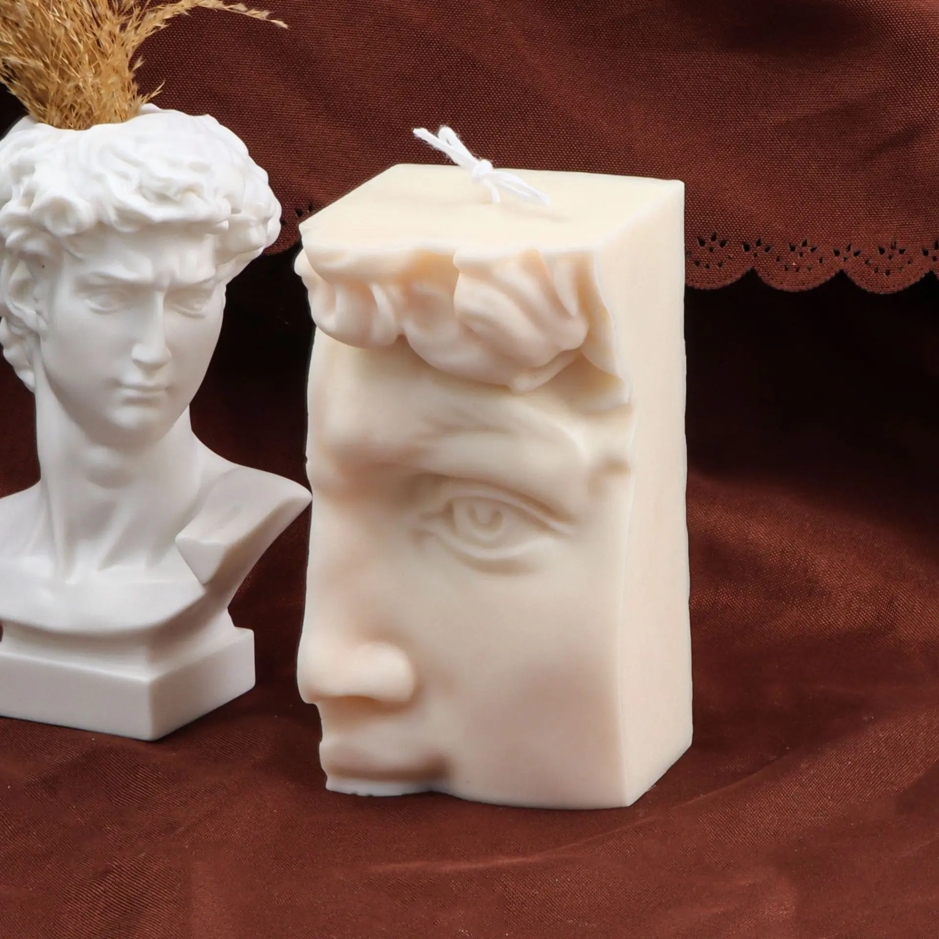 

3D Body Art David Face Silicone Mould Greek Statue Sculpture Half Head Lips Mouth Hercule Soap Chocolate Candle Molds