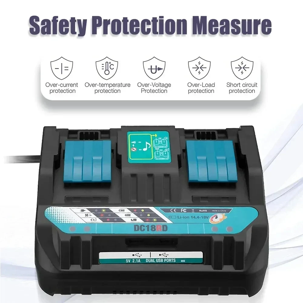 Newest Double Li-ion Battery Charger 4A Charging Current for Makita 14.4V 18V BL1830 Bl1430 DC18RC DC18RA and More Fast Charging image 3