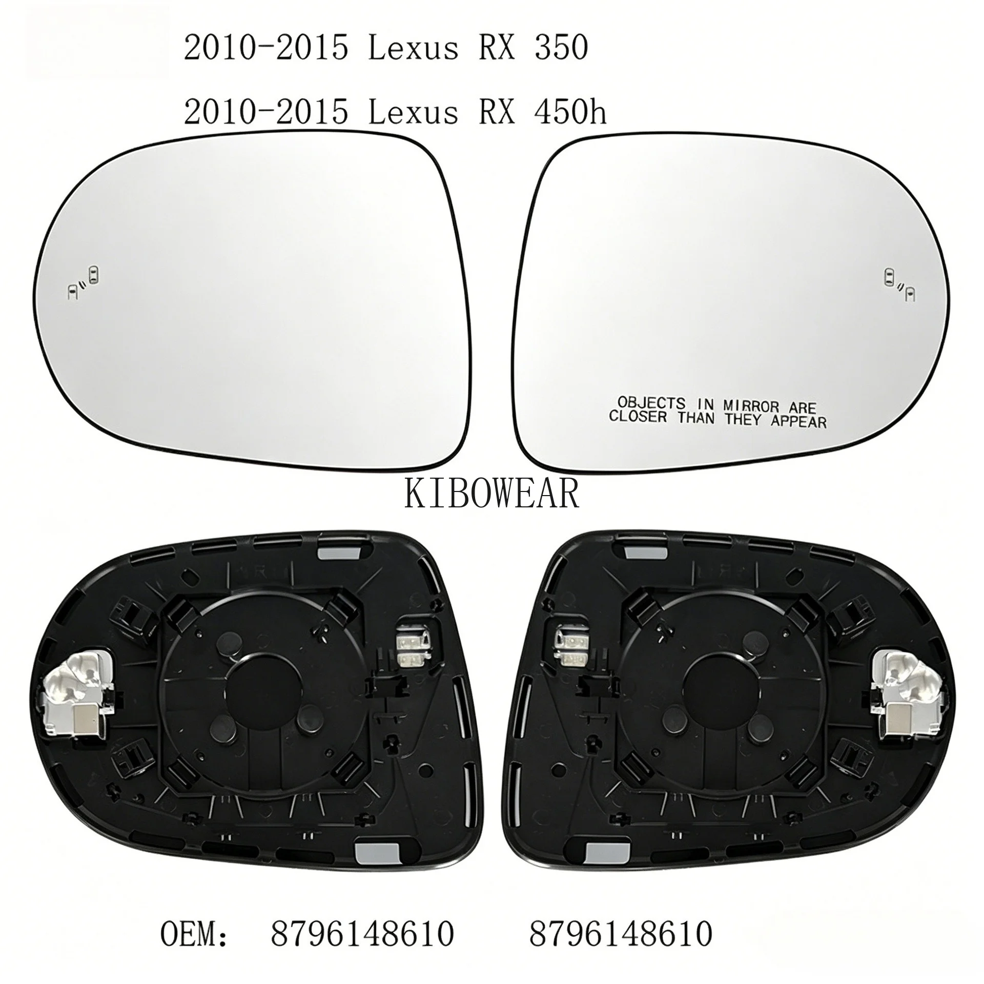 Lexus RX NX 2010-2014 Convex Heated Blind Spot Warning Side Mirror Glass 8796148610 BSD BSM BSW BSA - Image 1