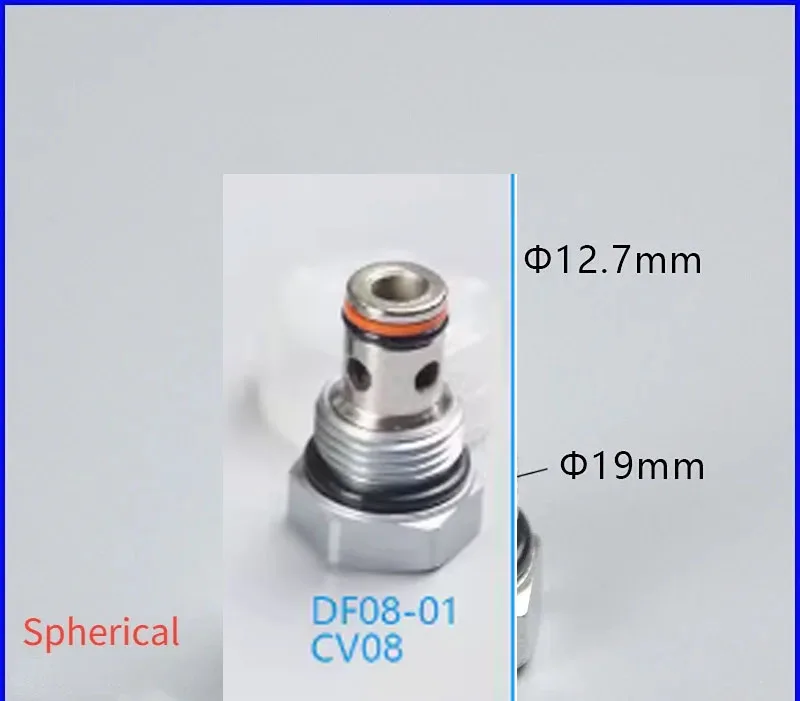 Cartucho roscado DF08-02 válvula de retención sellada, bola de acero, unidad de potencia, mantenimiento de presión, válvula hidráulica, CV08