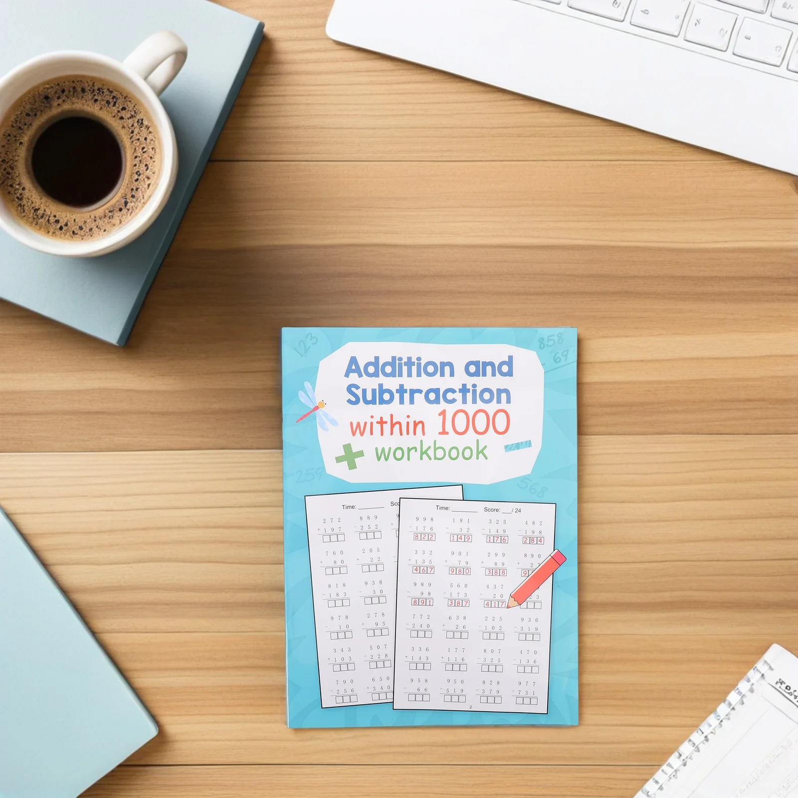 2 Books Math Activity Book for Kids - Write-in Addition Subtraction Workbook - Structured Elementary Math Pages