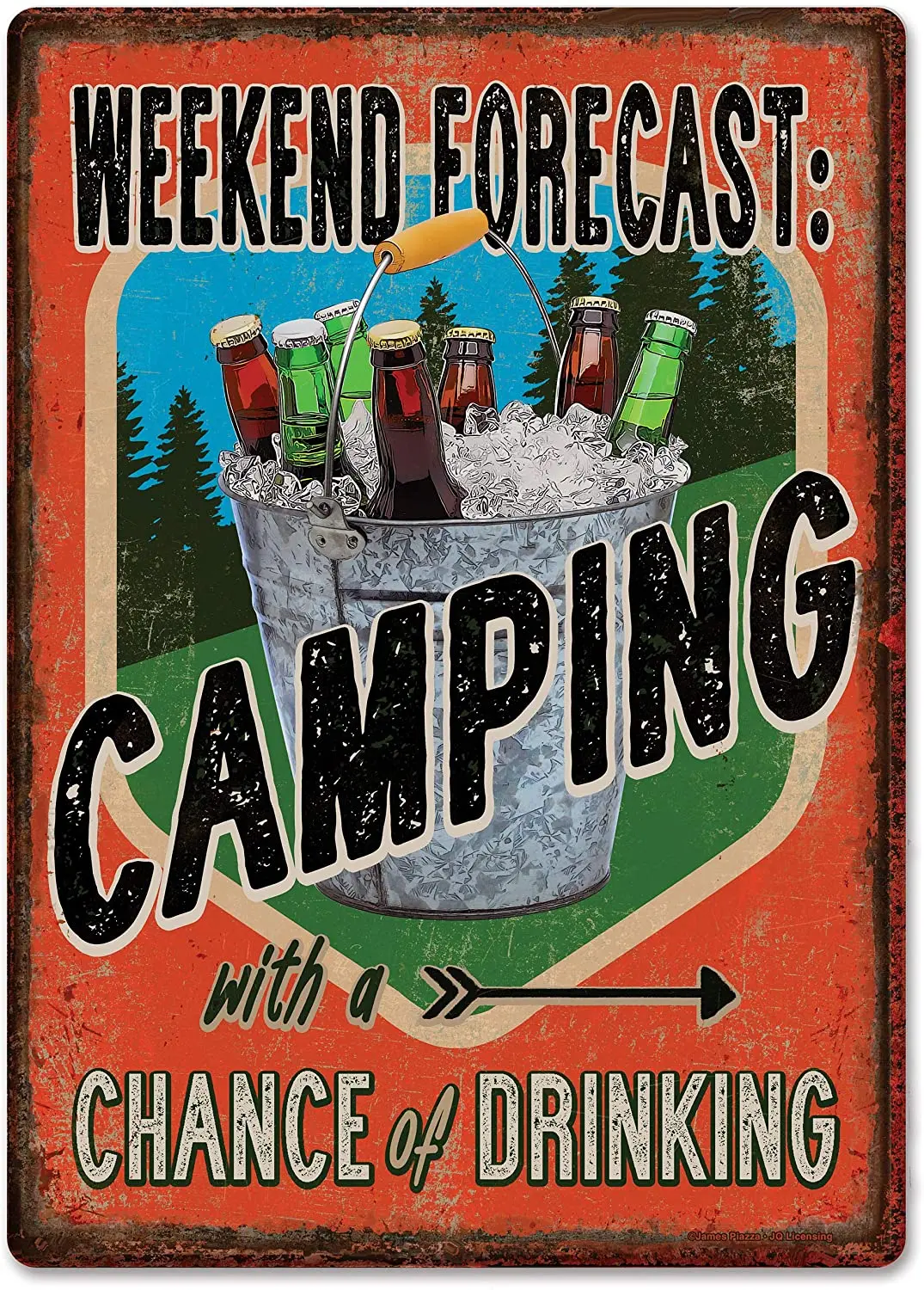 Metal Tin Sign Vintage Chic Art Decoration Weekend Forecast Camping for Home Bar Cafe Farm Store Garage or Club 12