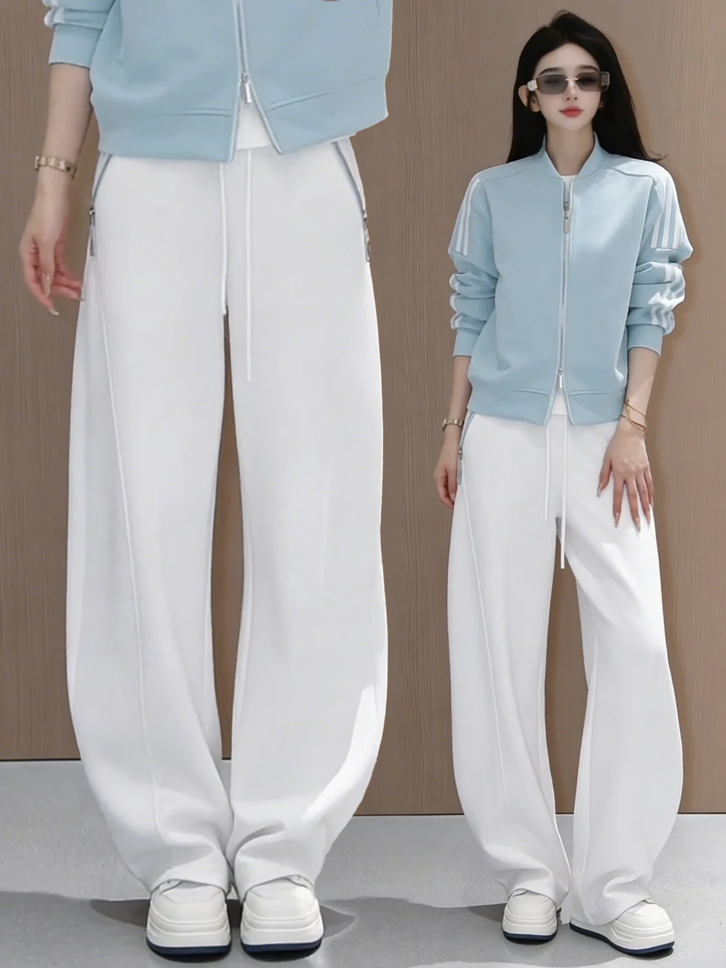 

High Waist Wide Leg Sports Pants Women's Casual Knife Loose Fit Banana Pants Spring Autumn New Style Popular