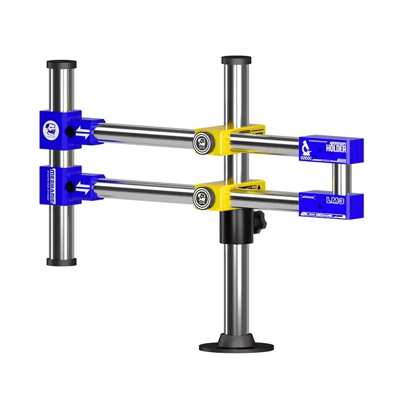 for MECHANIC LM3 360 Rotation Double Boom Stand Dual Arms Zoom Trinocular Stereo Microscope Bracket for Mobile Phone Repair