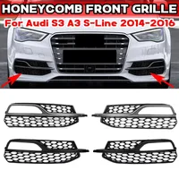 Para Audi A3 s-line S3 2014 2015 2016 par de parachoques delantero de coche cubierta de rejilla de luz antiniebla cubierta de lámpara antiniebla de malla de panal parrilla de carreras