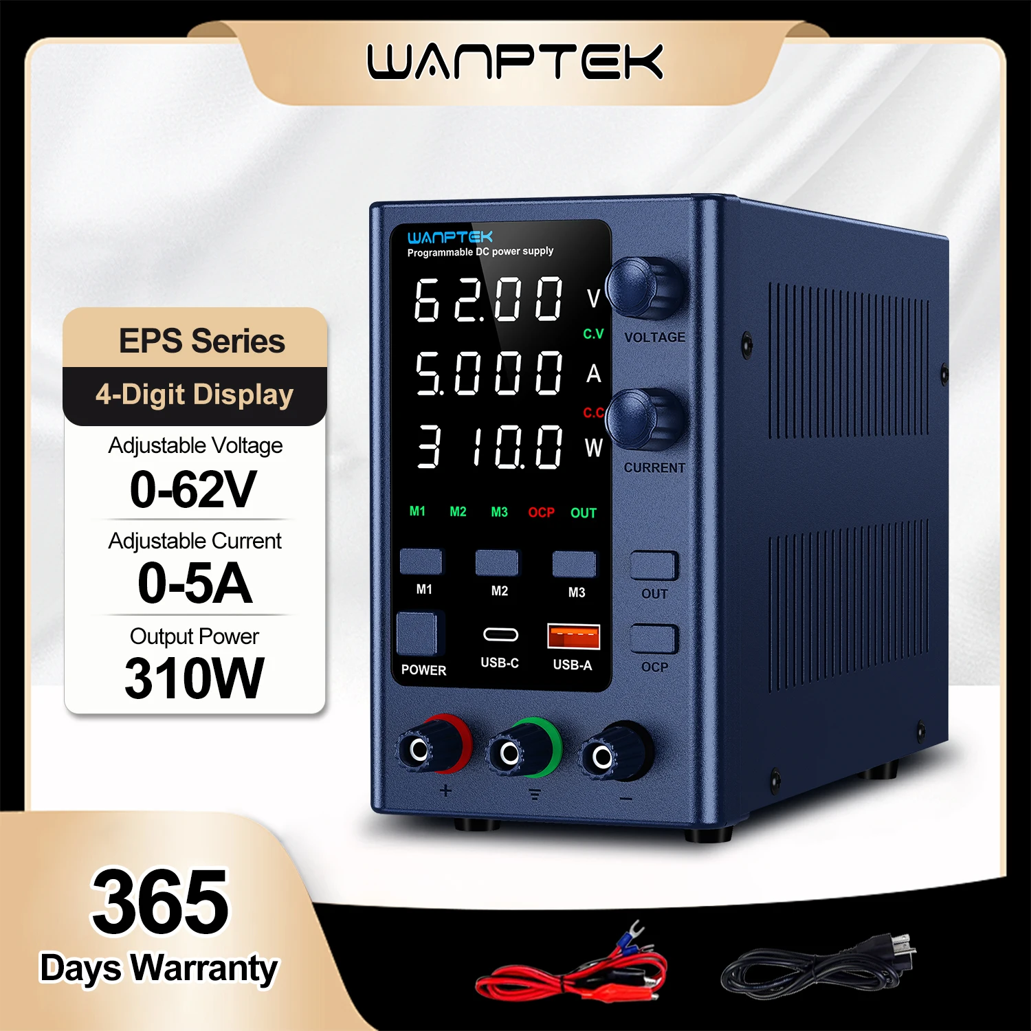 Wanptek 30V 10A DC-voeding 60V 5A 120V 3A Bankinstelbare laboratoriumvoeding Encoder Reguleert spanning en stroom
