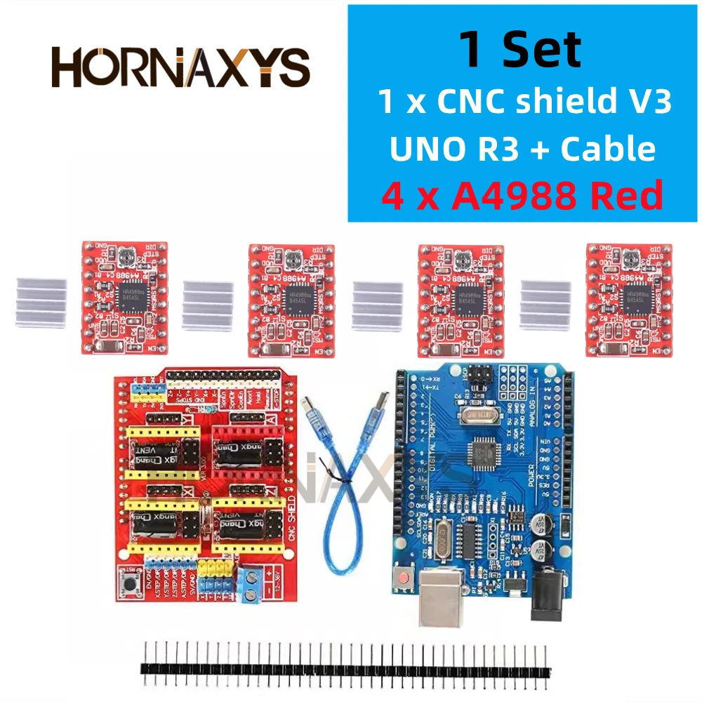 Imagem -03 - Cnc Escudo v3 Máquina de Gravura com Cabo Usb Driver Placa de Expansão Impressora 3d Arduino Uno r3 Drv8825 A4988 Pcs