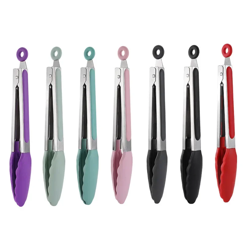 Silicone Clips Bread Barbecue Tools Tongs Steak Clip Food Clips BBQ Cooking Baking Salad Kitchen Accessories 9 Inches