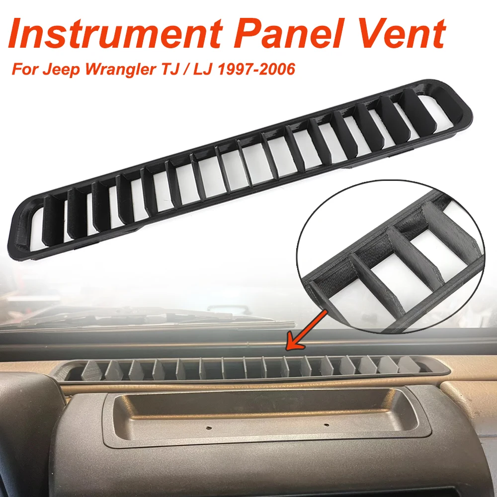 Black Durable Instrument Panel Vent For Jeep Wrangler TJ / LJ 1997-2006 Defroster Dash Dashboard Trim Vent Easy Installation