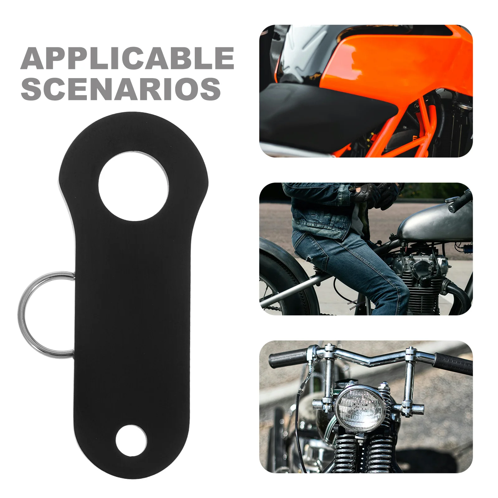 5pcs 5 Sets Hangers Bell Keychain for Biker Motorcycle Riders Leaf Spring Shackle Black Harleyturn Signal Bar License Bracket