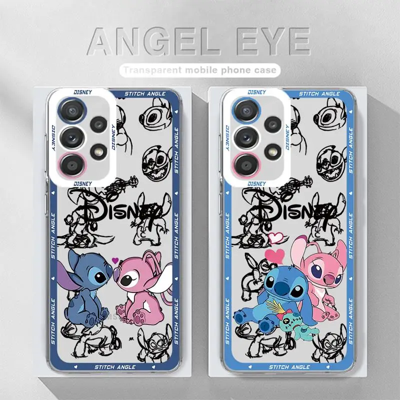 Cartoon Disney Stitch Angies phone cases for Samsung A55 A25 A22 A15 A34 A14 A71 A52 A50 A12 A13 A32 A31 A73 Clear fundas cover