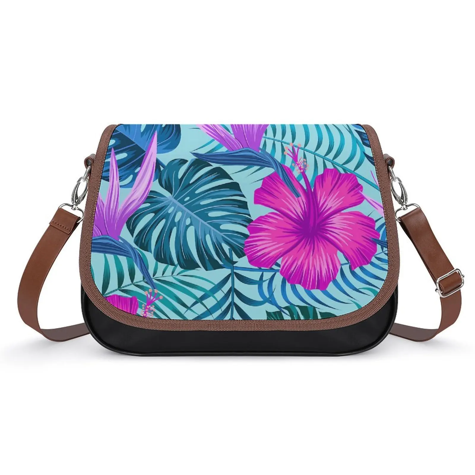 Polynesian Flower Pattern Custom Women'S Pu Crossbody Bag For Banquets Festival Samoan Island Hibiscus Flower Design Women'S Bag - view 3