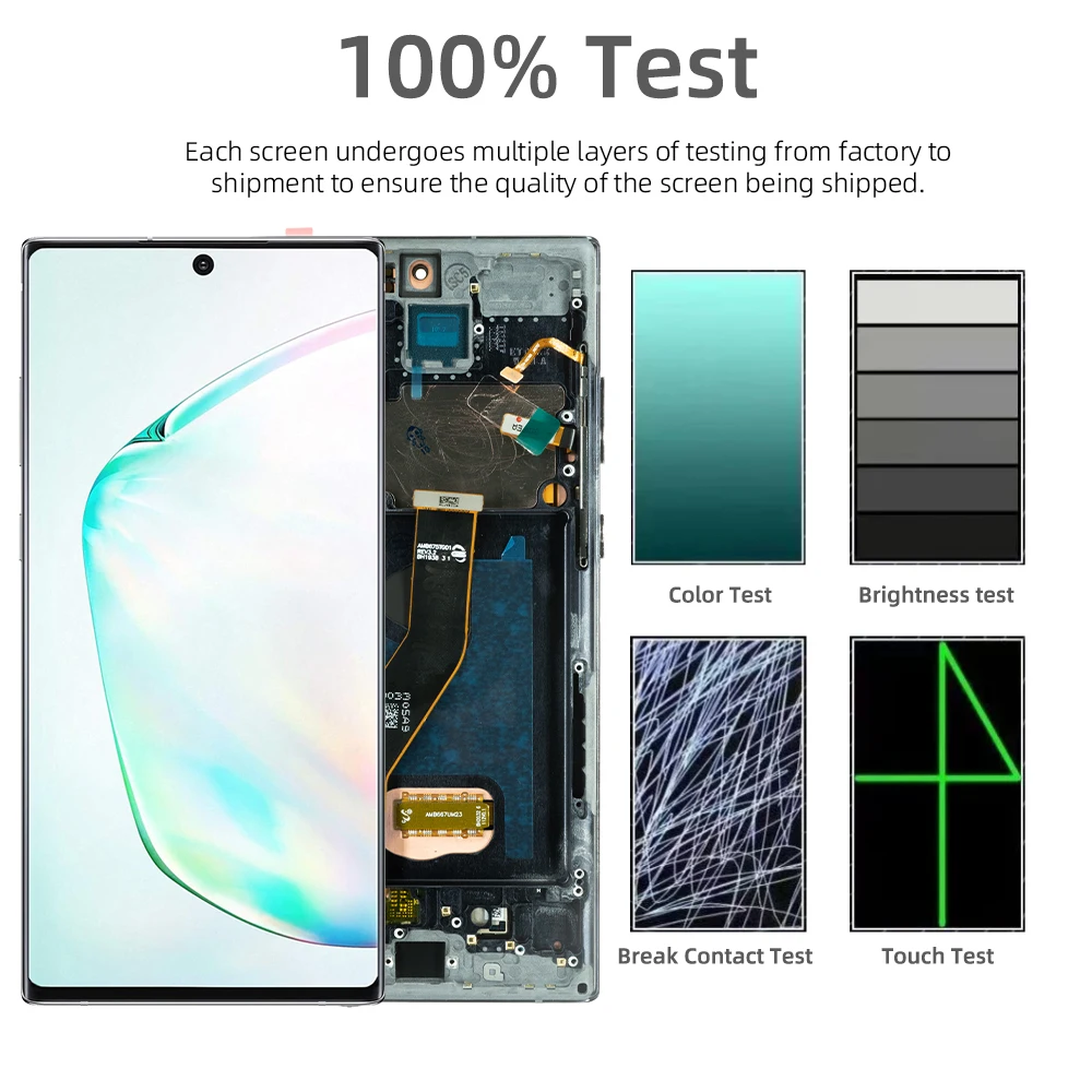 AMOLED Note 10 Plus Screen for Samsung Galaxy Note10+ N975F Lcd Display Touch Screen with Frame Support S Pen Fingerprints