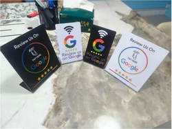 13.56Mhz programmable Google Review Card NFC station table NFC Google Reviews display bending card standing brand bracket
