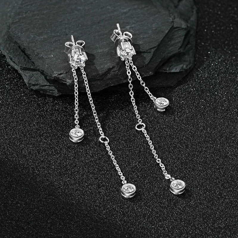 D Color Bubble Moissanite Drop Earrings 925 Silver Women Long Tassel Earring Tested Pass Diamond Wedding Gifts Jewelry Certified