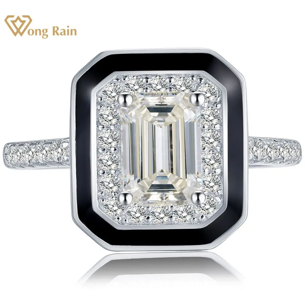 

Wong Rain 925 Sterling Silver Emerald Cut Lab Sapphire High Carbon Diamonds Gemstone Ring Engagment Gifts Fine Jewelry Wholesale