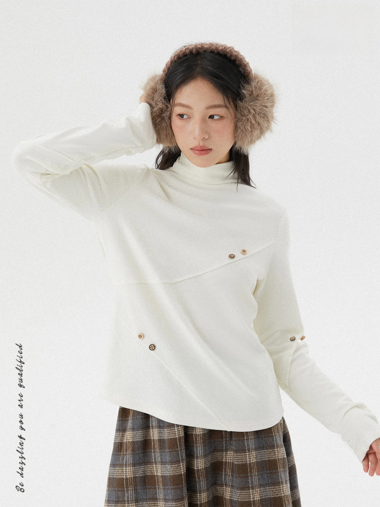 

Nesoulum Women's High Collar Fce-Like Base irt Slim Fit Inner Wear Top Casual Sle Long Sve Winter Design