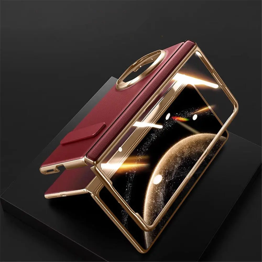 حافظة فليب من جلد البقر الفاخر لهاتف هواوي ميت X6 X5 360 °   غطاء المفصلي قوس