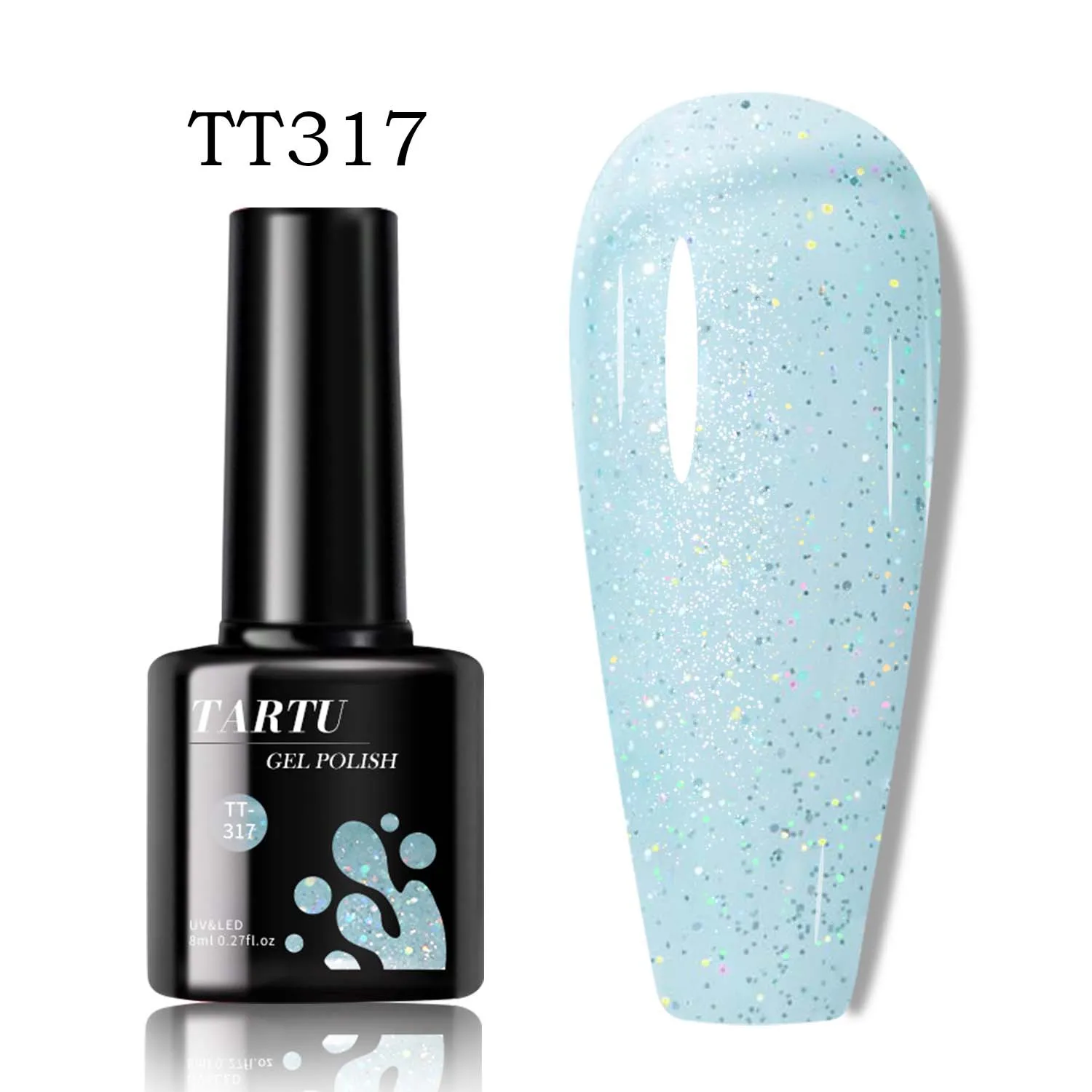 8ml Blue Glitter Sequins Holographic Glitter Gel Nail Polish Removable LED/UV Long-Lasting Glitter Sequins Home Nail Art Salon