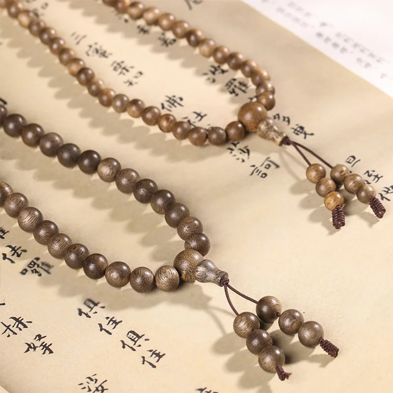 Natural Brunei old material aloes hand string 108 Buddhist beads aloes wood bracelet Men women china style Rosary necklace free