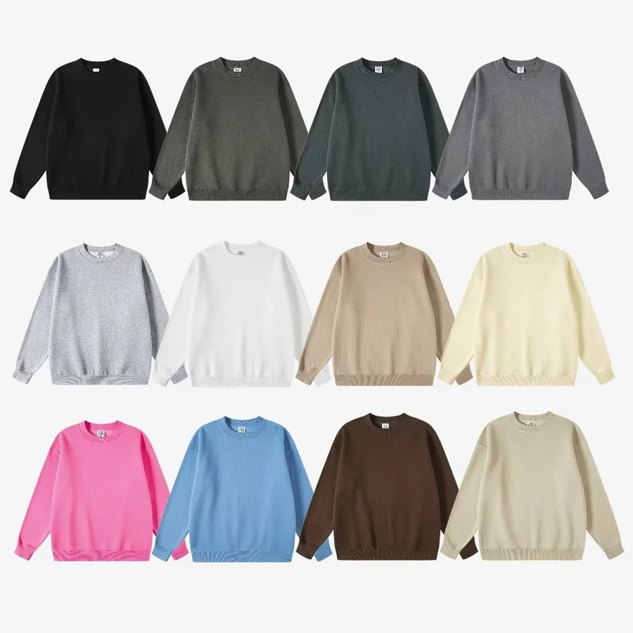 

American Sle Loose Casual Fce round Ne Sweatirt Color Simple ex Autumn Winter High Street Hiphop Versatile...