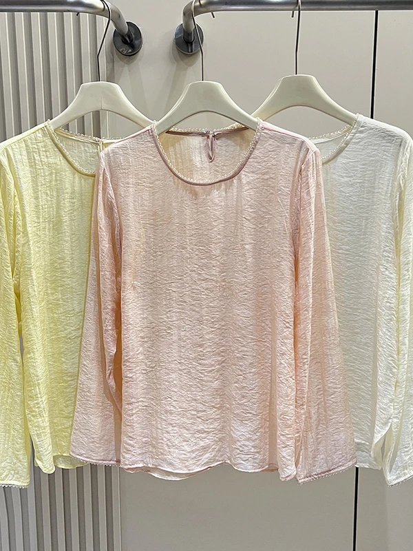 

Новая китайская универсальная женская базовая кофта с длинным рукавом, богатой отделкой, круглым вырезом, защитой от солнца, из полиэфирного волокна