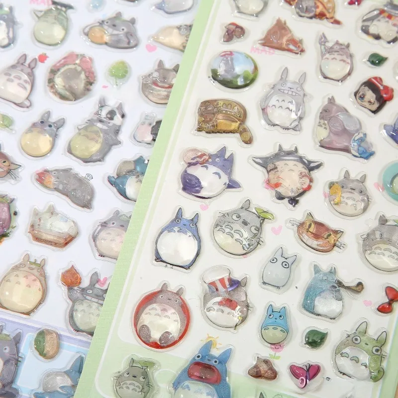 3d Crystal Embossed Totoro Stickers Kawaii Transparent Jelly Diy Phone Case Scrapbook Stationery Decor Birthday Gift