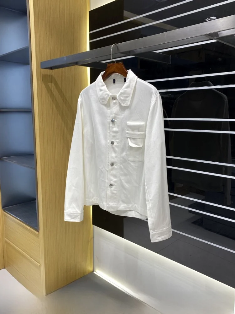 

100% Cotton Washed Spring Men's High Density Twill Workwear Denim Shirt Jacket Trendy Breathable Long Sleeve Casual