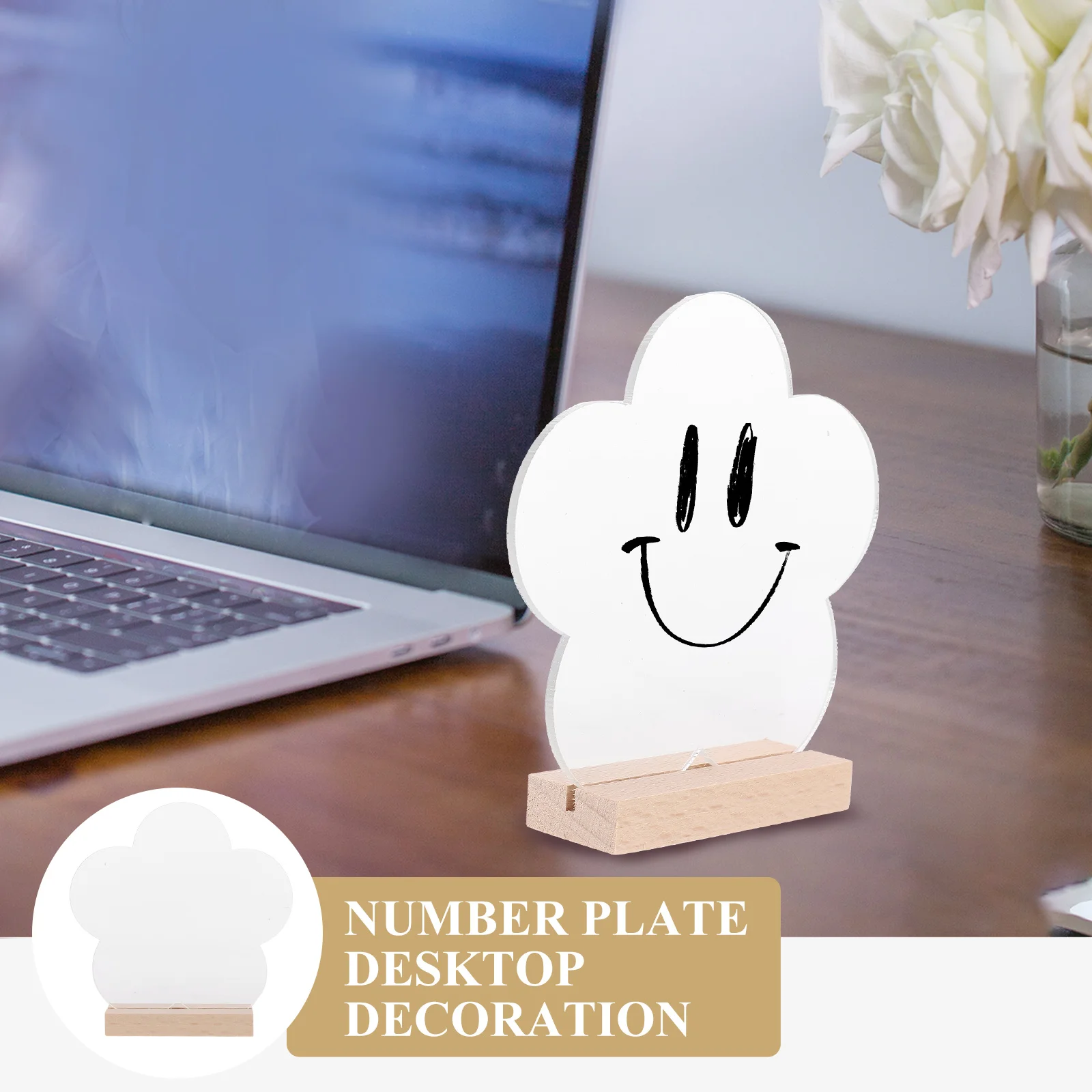 

4 Pcs Table Number Holder Note Board Wooden Base Wedding Party Supplies Banquet Acrylic Place Cards Seating Signs