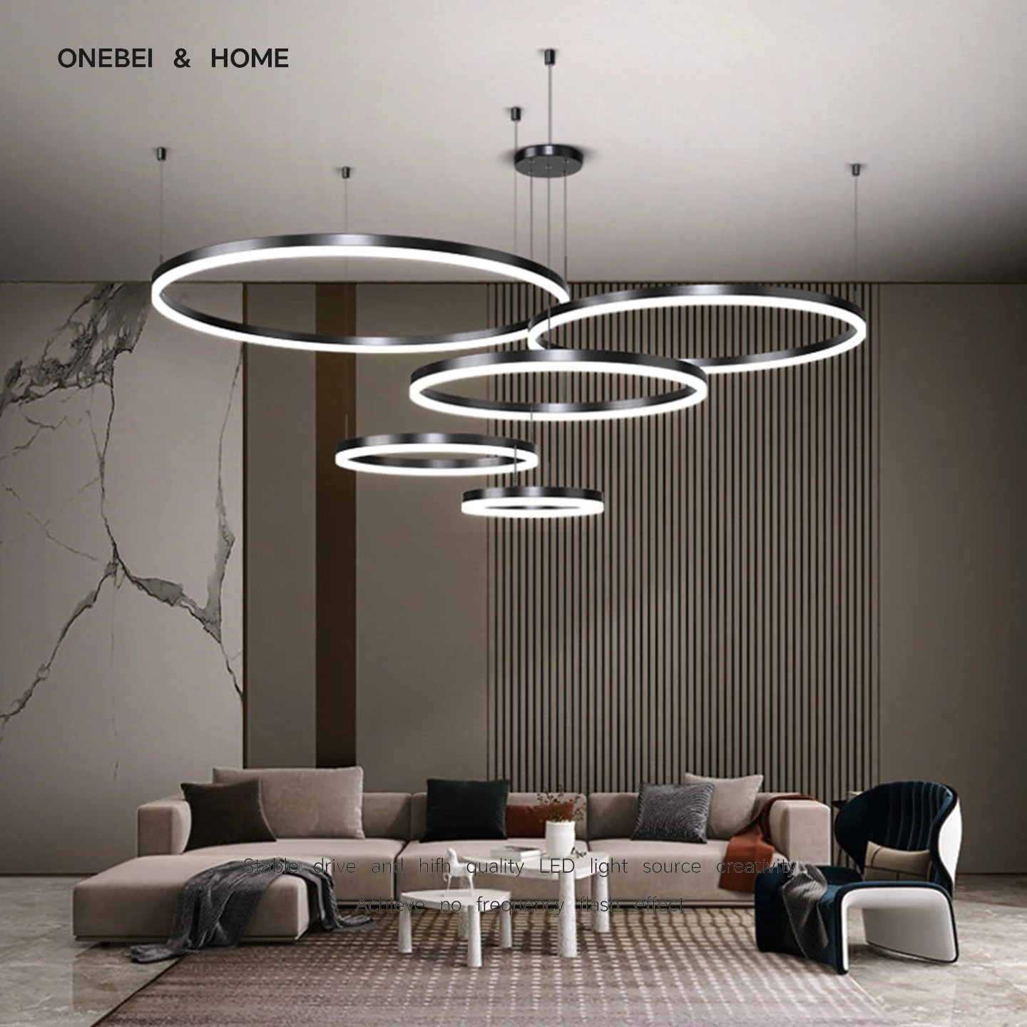 Modern LED Ring Chandelier Home Lighting Living Room Dining Room Ceiling Hanging Chandelier Lustre Indoor Lighting Decoration