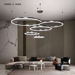 Modern LED Ring Chandelier Home Lighting Living Room Dining Room Ceiling Hanging Chandelier Lustre Indoor Lighting Decoration