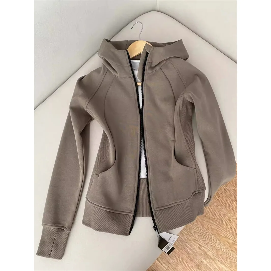 

Стильная женская толстовка-кардиган для прогулок, спорта и йоги, приталенная, с открытым передом, ветровка, короткое пальто