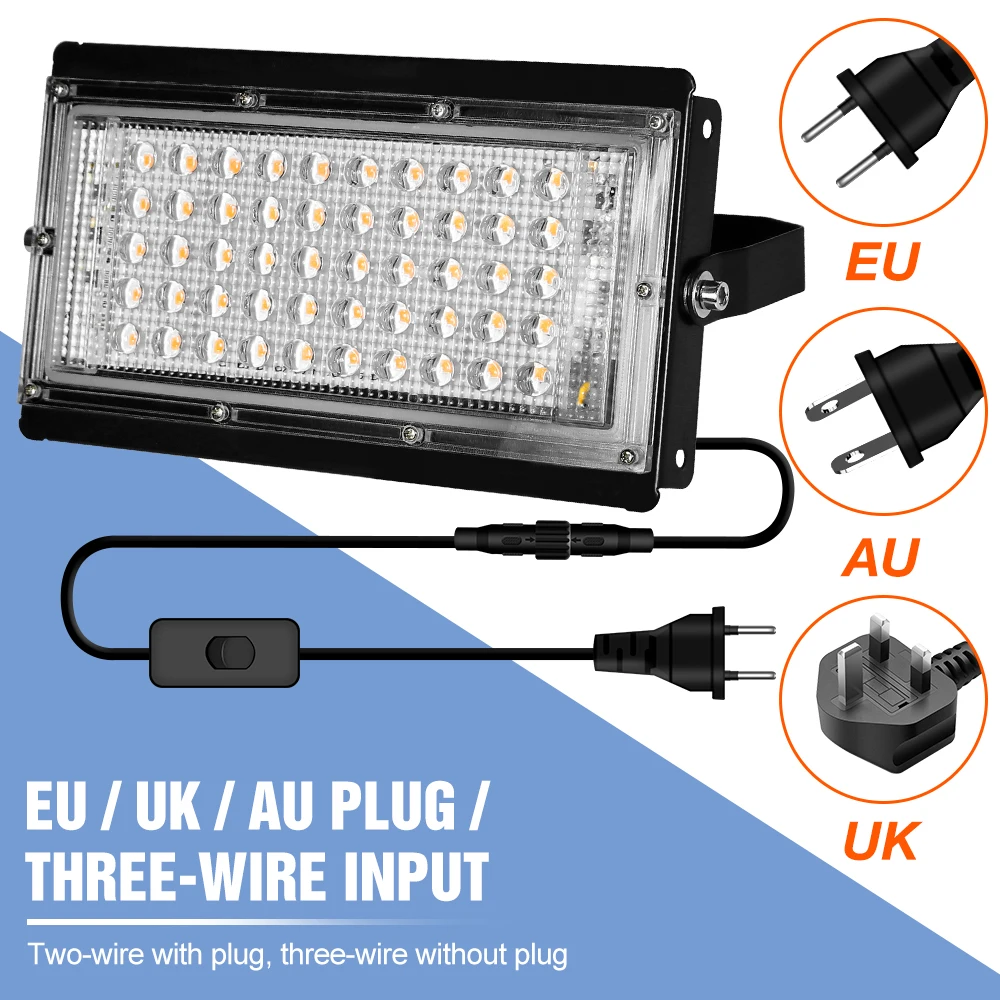 Lámpara LED de espectro completo para cultivo de invernadero, iluminación de crecimiento hidropónico de 220V, 25W, 50W y 100W