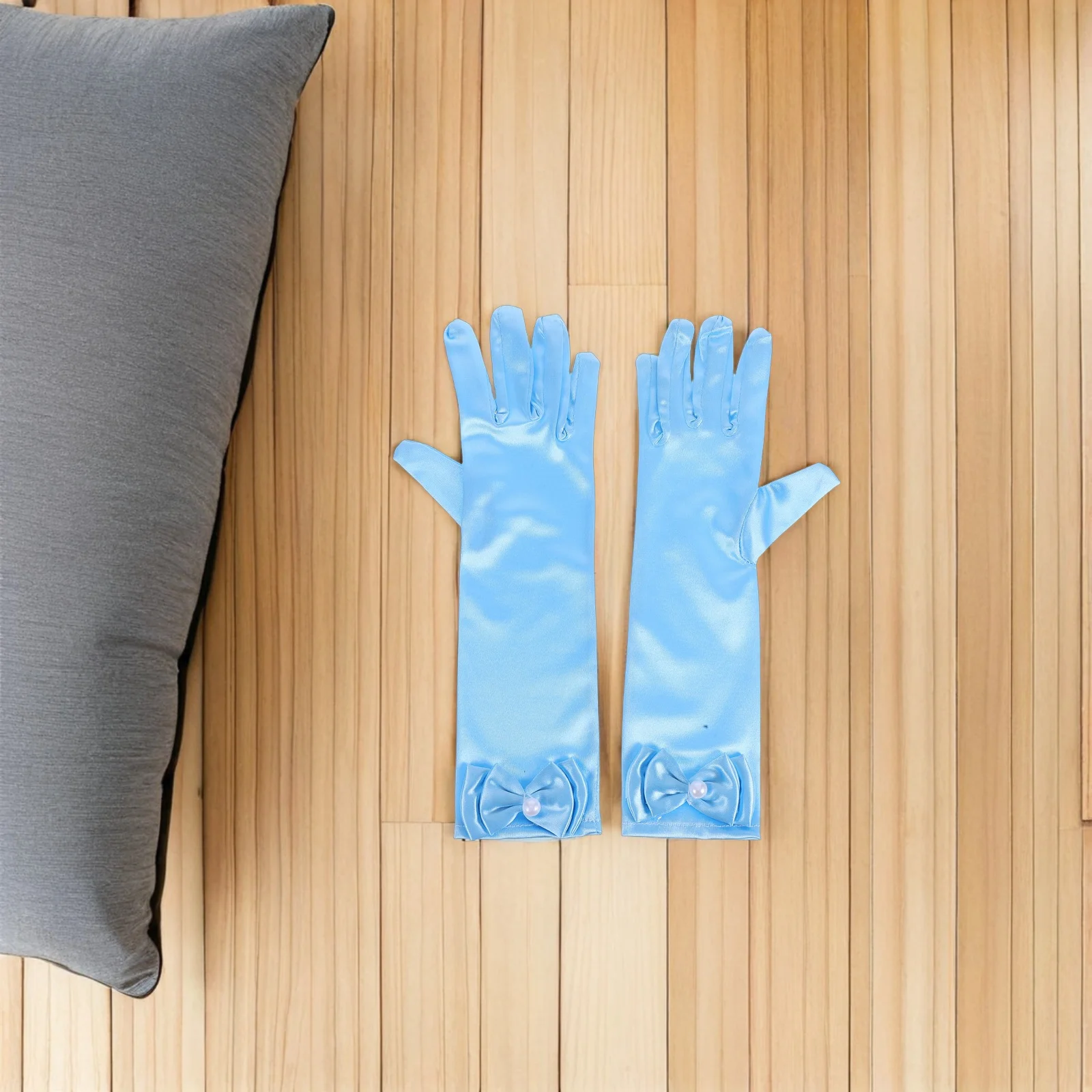 

1 Pair Bowknot Flower Girl Gloves Long Satin Dress Gloves for Wedding Evening Party Kids Elegant Formal Banquet Costume