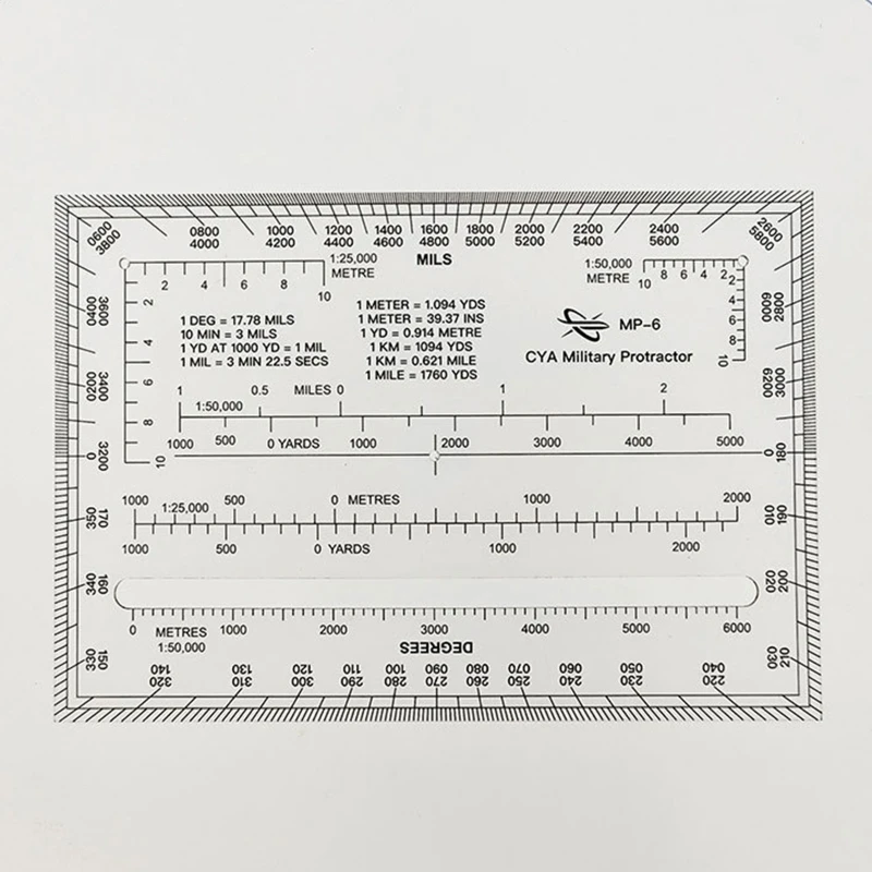 Topographical Map Scale Coordinate Scale Map Military Protractor with Clear Scale 1:5000 1:25000 Measurement Tool