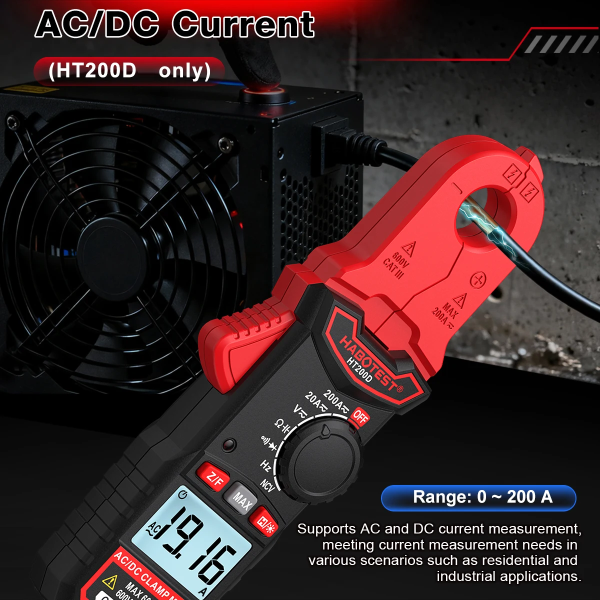 HABOTEST Digitales Zangenamperemeter AC/DC Strom-Spannungs-Tester Multimeter für HVAC Automobil Elektrische Wartung HT200A/D Tester – Detail 11