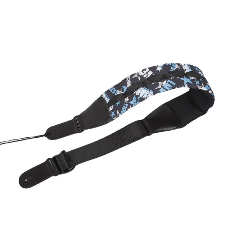 Musical Instrument Accessories, Thick Quilted, Decompression Guitar, Bass Strap, Blue and White, Star Strap